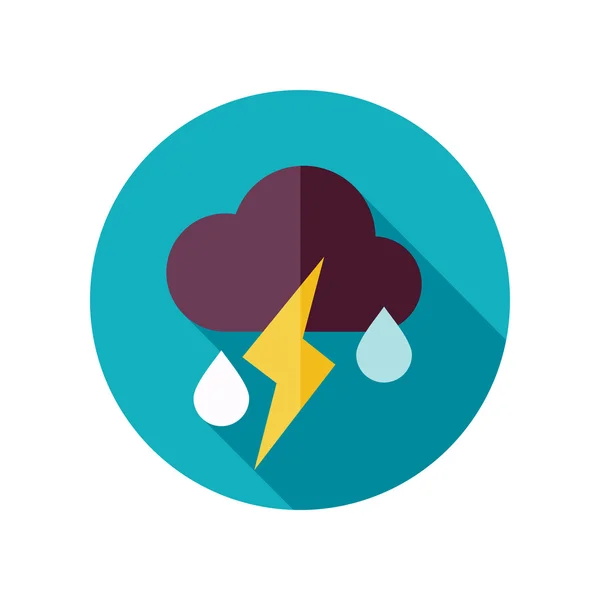 Cloud Rain Lightning icona piatta. Meteo — Vettoriale Stock