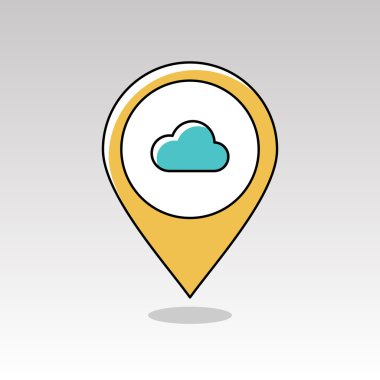 Bulut pin harita simgesi. Meteoroloji. Hava durumu 