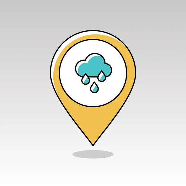 Rain Cloud Rainfall pin map icon. Weather — Stock Vector