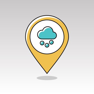 Kar Tanesi pin harita simgesi ile Bulut. Hava durumu 