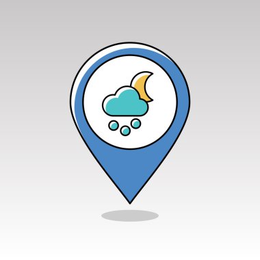 Moon Cloud Snow Grain pin harita simgesi. Hava durumu 