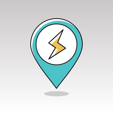 Yıldırım PIN harita simgesi. Meteoroloji. Hava durumu 