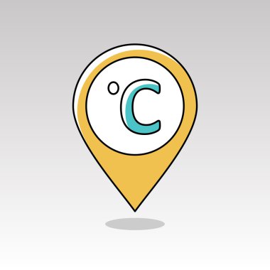 Santigrat derece PIN harita simgesi. Meteoroloji. Hava durumu 