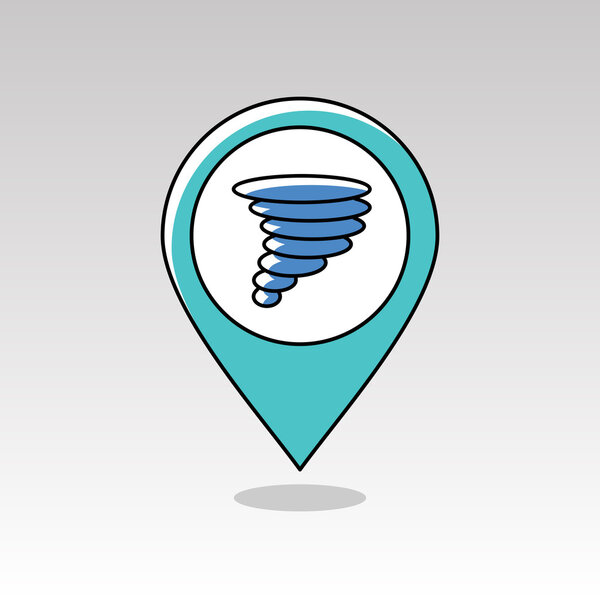 Tornado Whirlwind pin map icon. Weather 