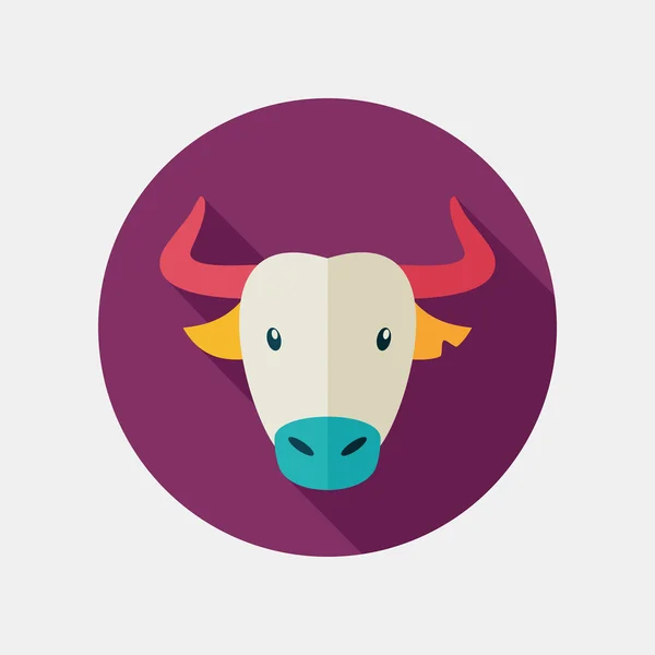 Hiszpański byk buffalo płaski ikona. Szef wektor zwierzę — Wektor stockowy
