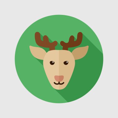 Geyik düz simgesi. Hayvan baş vektör çizim