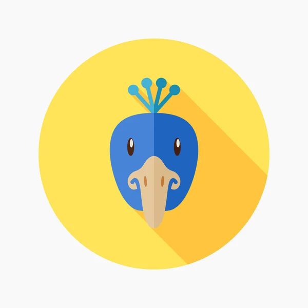 孔雀フラット アイコン。動物の頭のベクトル — ストックベクタ