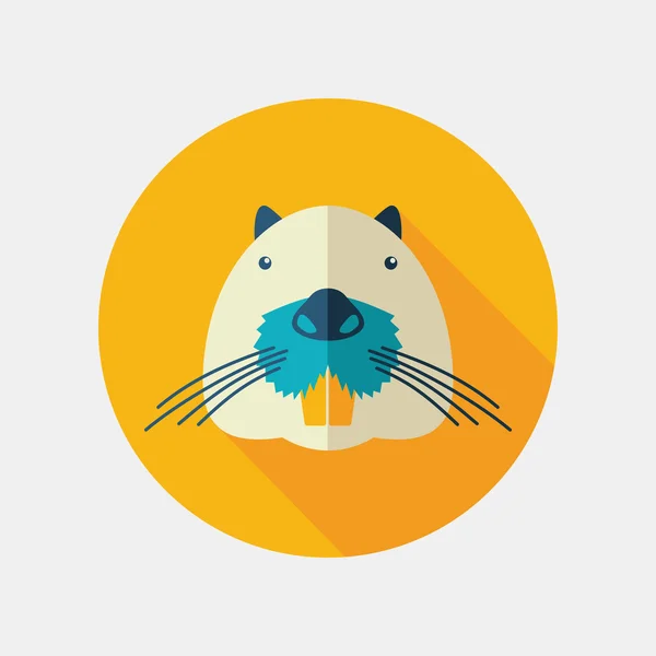 Otter Beaver icône plate. Vecteur de tête animale — Image vectorielle