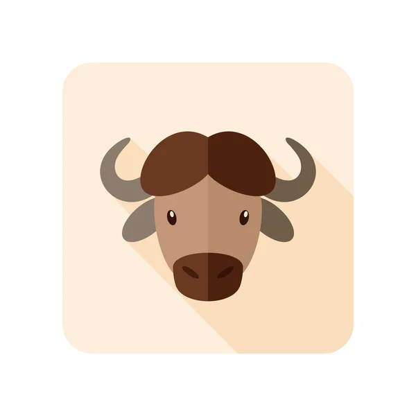 Bufalo bisonte bue icona piatta. Vettore della testa animale — Vettoriale Stock