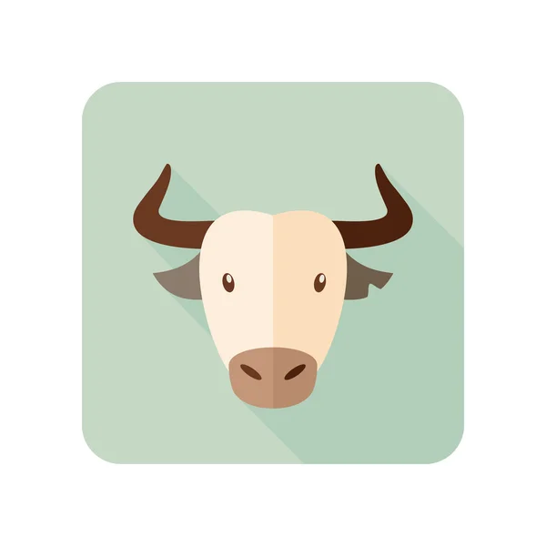 Icono plano de búfalo toro español. Vector cabeza animal — Vector de stock