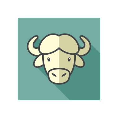 Bizon bizon öküz düz simgesi. Hayvan baş vektör