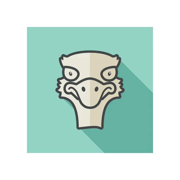 Icono plano de avestruz. Vector cabeza animal — Vector de stock