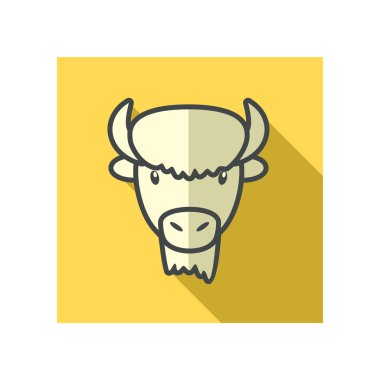 Bizon bizon öküz düz simgesi. Hayvan baş vektör