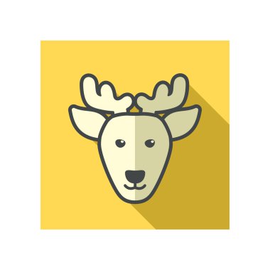 Geyik düz simgesi. Hayvan baş vektör çizim