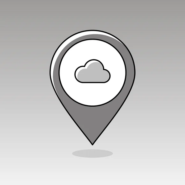 Nube pin mapa icono. Meteorología. Clima — Vector de stock