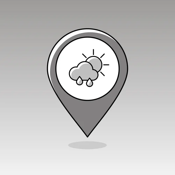 Reain Cloud Sun pin map icon. Метеорология. Погода — стоковый вектор