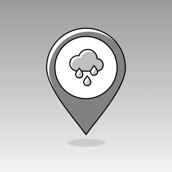 Regn moln nederbörd PIN Map ikon. Väder — Stock vektor
