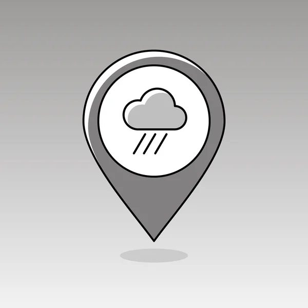 Rain Cloud pin map icon. Downpour. Weather — Stock Vector