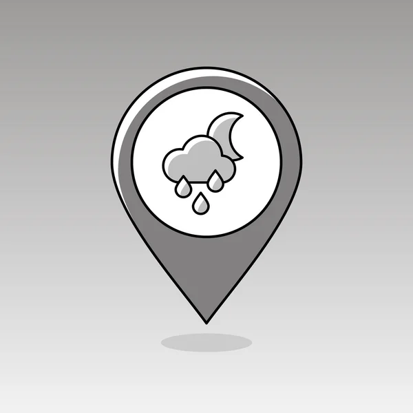 Reain Cloud Moon pin map icon. Метеорология. Погода — стоковый вектор