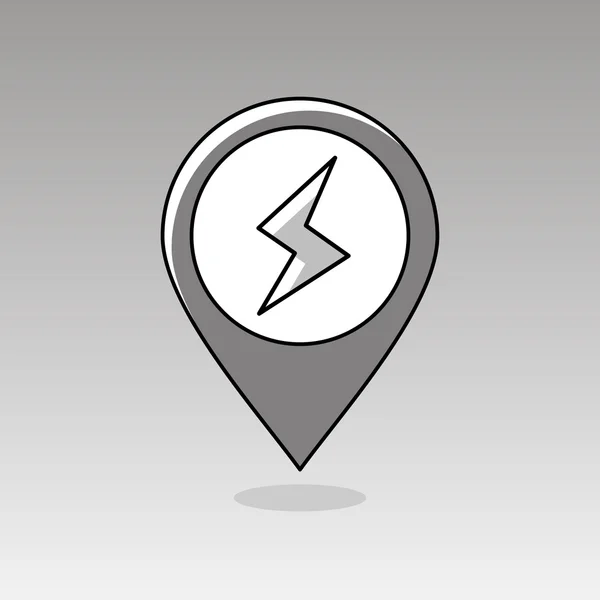 Villám pin megjelenítése ikonra. Meteorológia. Időjárás — Stock Vector