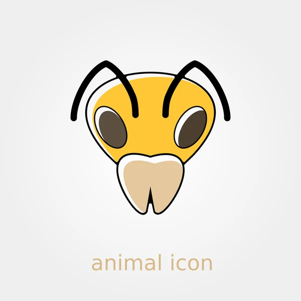 蜂フラット アイコン。動物の頭のベクトル記号 — ストックベクタ