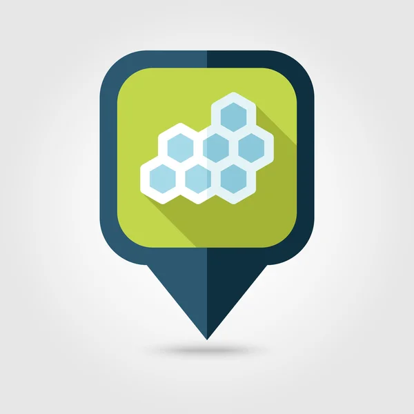 Honeycomb abeja plano icono del mapa pin. Puntero de mapa — Vector de stock