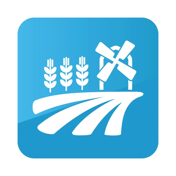 Field with a mill and wheat vector icon. Farm — Stock Vector