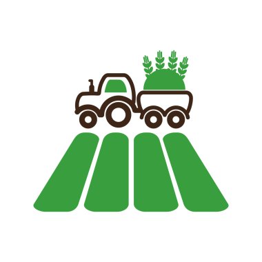 Traktör alan vektör simgesi üzerinde. Çiftlik