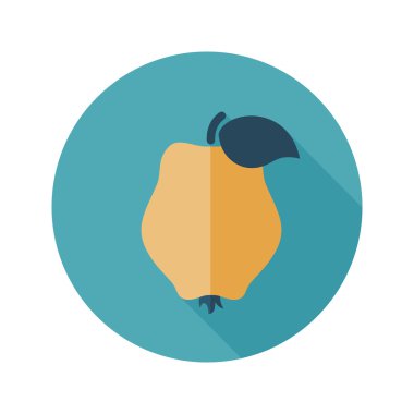 Ayva düz simgesi. Tropikal meyve