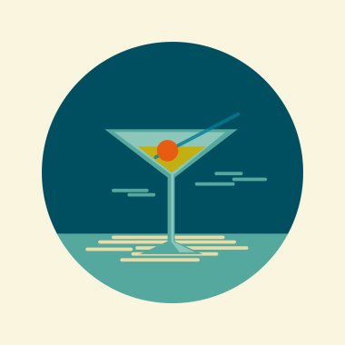 Kokteyl vektör simgesi. Yaz, plaj, deniz