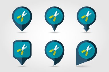 Secateurs, budayıcı, averruncator düz PIN harita simgesi