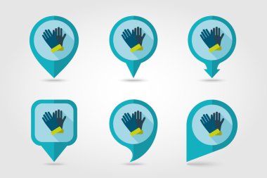 Plastik Bahçe eldiven vektör PIN harita simgesini düz