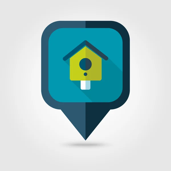 Nesting box, bird-house flat vector pin map icon — Stock Vector