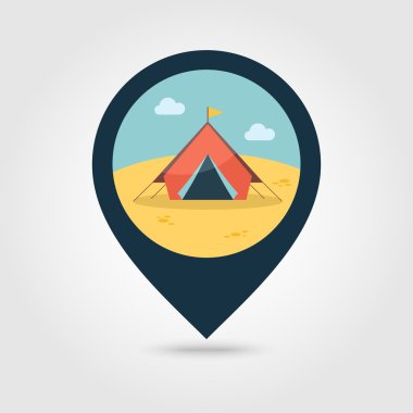 Çadır PIN harita simgesi. Yaz. Tatil