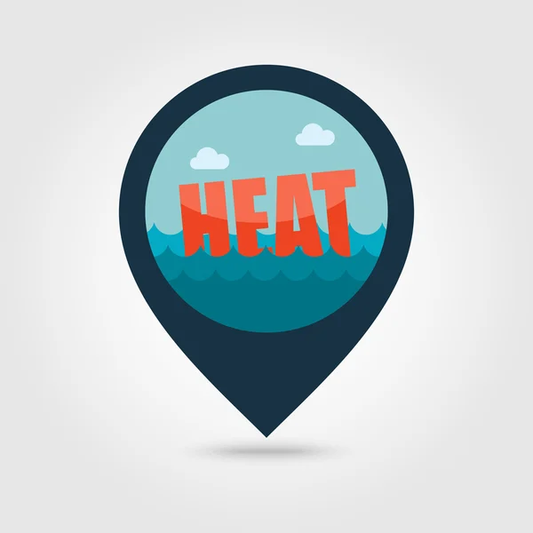 Icono de mapa de pin de calor. Verano. Vacaciones — Archivo Imágenes Vectoriales