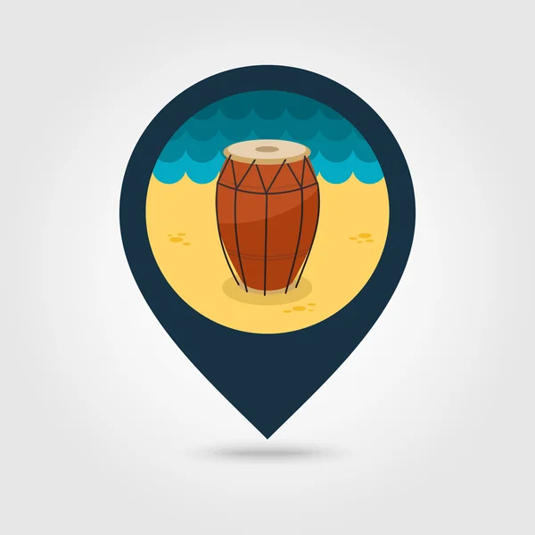 Drum-Pin-Map-Symbol. Sommer. Urlaub — Stockvektor