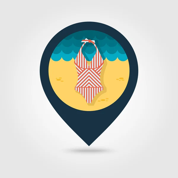 Badeanzug Pin-Map-Symbol. Sommer. Urlaub — Stockvektor