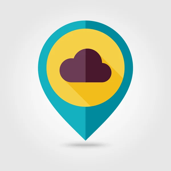 Cloud flat pin map icon. Meteorology. Weather — Stockový vektor