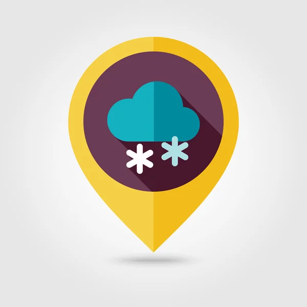 Cloud with Snow flat pin map icon. Weather — Stock Vector