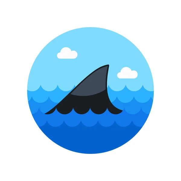 Icône aileron de requin. L'été. Vacances — Image vectorielle