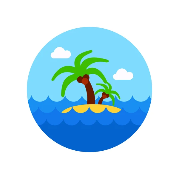 Palmiye ağaçları simgesi ile ada. Yaz. Tatil — Stok Vektör