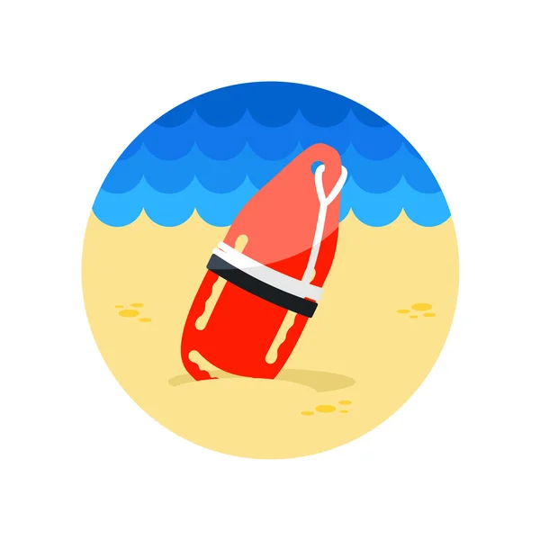 Icono de boya salvavidas de rescate de torpedos. Verano — Vector de stock