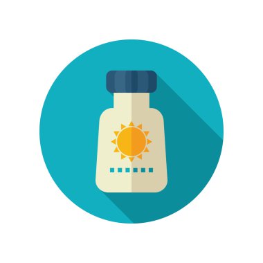 Güneş kremi düz simgesi. Yaz. Tatil