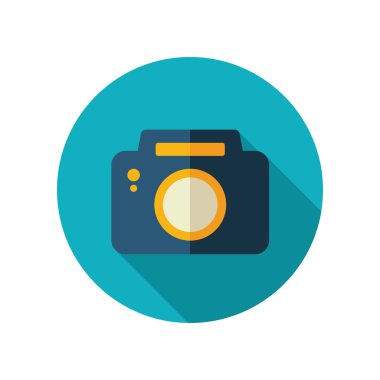 Fotoğraf kamera düz simgesi. Yaz. Tatil