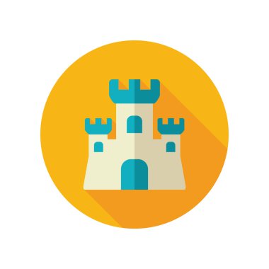 Kum kale düz simgesi. Yaz. Tatil