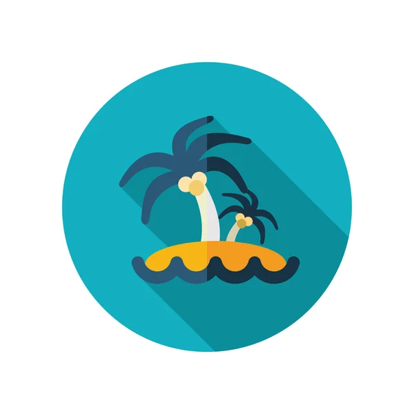 Insel mit Palmen flaches Symbol. Sommer. Urlaub — Stockvektor
