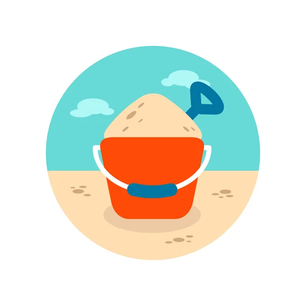 모래 양동이 삽 아이콘입니다. 여름입니다. 휴가 — 스톡 벡터
