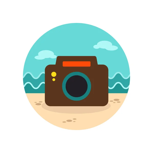 Icona della fotocamera fotografica. Estate. Vacanza. — Vettoriale Stock