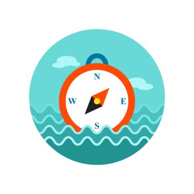 Pusula simgesini. Yaz. Deniz