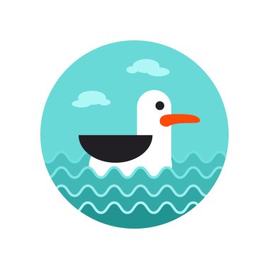 Martı simgesi. Yaz. Tatil